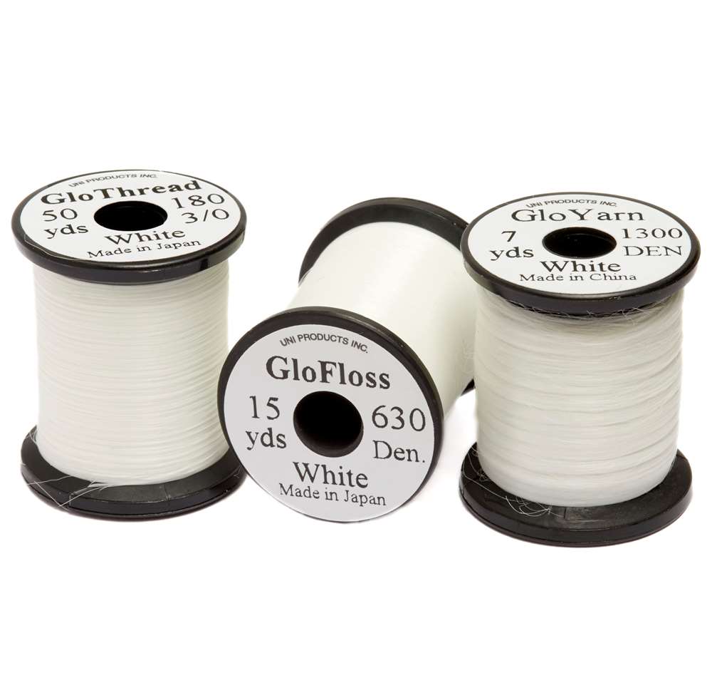 Uni Glo Phosphorescent 600D Glow White (Pack 20 Spools) Fly Tying Threads Glow In The Dark Great For Hot Spots